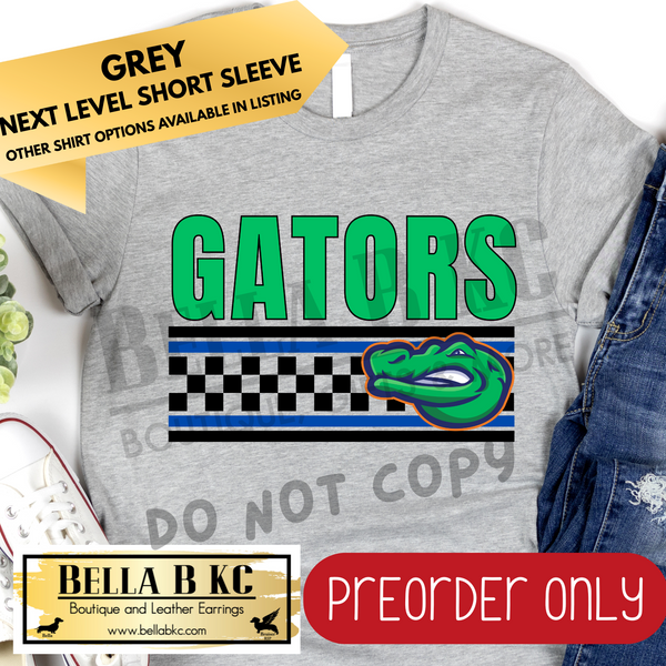 **PREORDER ONLY** Gators Checkered Lines Mascot Tee or Sweatshirt - 1 Week Turn Around from Date of Order