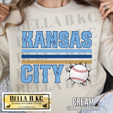 Kansas City Baseball Grunge Cracked Baseball Tee or Sweatshirt
