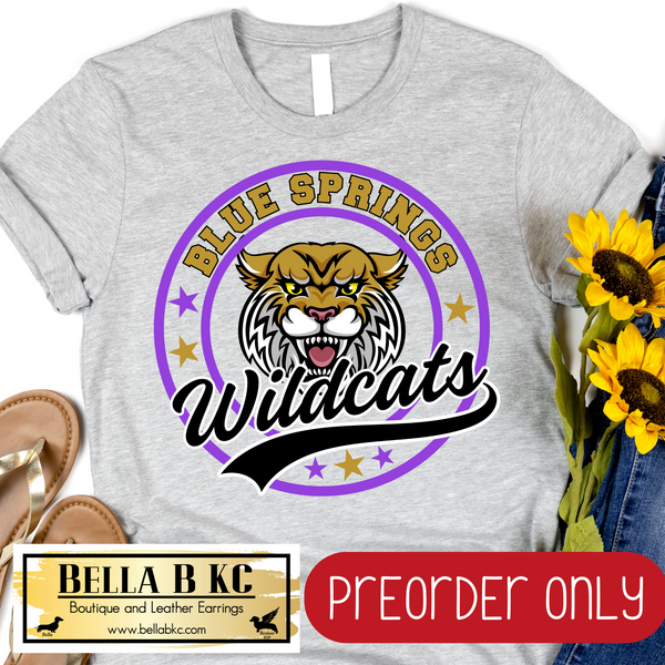 **PREORDER ONLY** BSHS Wildcat Round Star Mascot Tee or Sweatshirt - 1 Week Turn Around from Date of Order