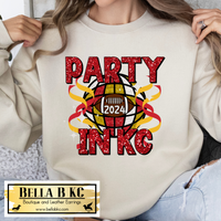 NYE 2024 Kansas City Football Party in KC Faux Glitter Tee or Sweatshirt