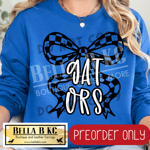 **PREORDER ONLY** Gators Checkered Coquette Bow - Tee or Sweatshirt - 1 Week Turn Around from Date of Order