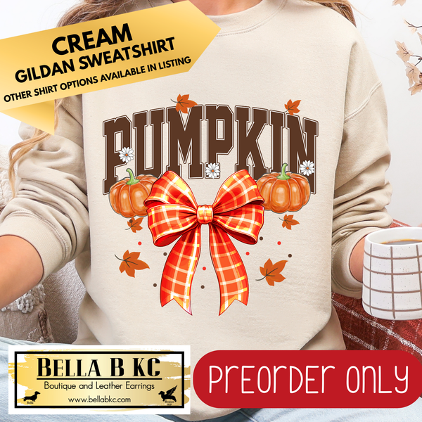 **PREORDER ONLY** Fall - Pumpkin Bow Coquette #158 - Tee or Sweatshirt - 1 Week Turn Around from Date of Order
