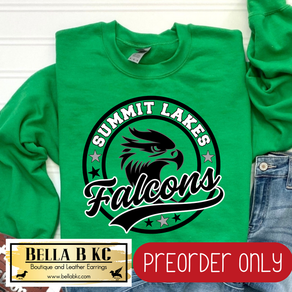 **PREORDER ONLY** Summit Lakes Falcons Round Star Mascot Tee or Sweatshirt - 1 Week Turn Around from Date of Order