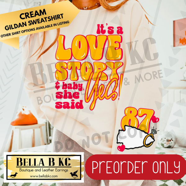 **PREORDER ONLY** TS It's a Love Story with ARROWHEAD SLEEVE - Sweatshirt - 1 Week Turn Around from Date of Order