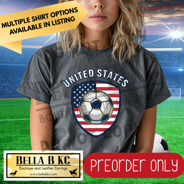 **PREORDER ONY** World Soccer - USA Soccer Shield - Multiple Shirt Options - 1 Week Turnaround Time