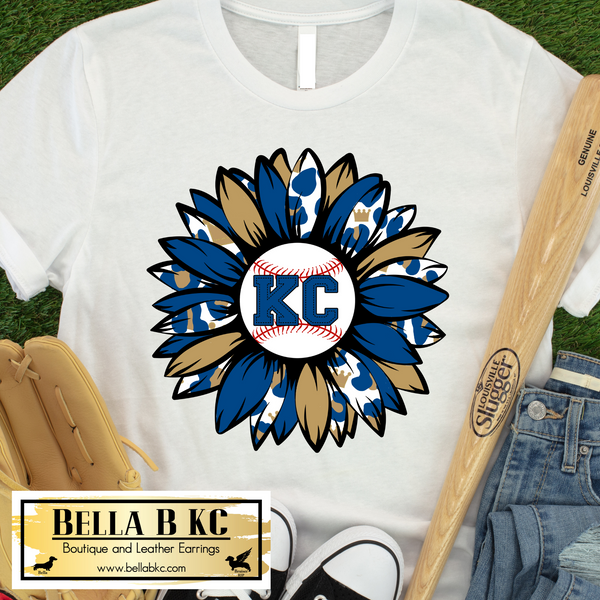 KC Baseball Blue Sunflower KC Tee or Sweatshirt