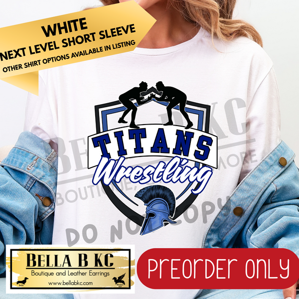 **PREORDER ONLY** Titans Wrestling Shield Tee or Sweatshirt - 1 Week Turn Around from Date of Order