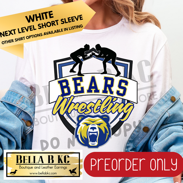 **PREORDER ONLY** Bears Wrestling Shield Tee or Sweatshirt - 1 Week Turn Around from Date of Order