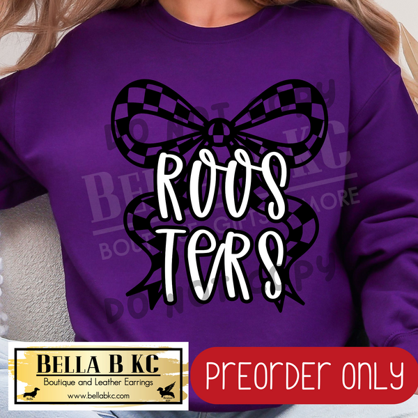 **PREORDER ONLY** Roosters Checkered Coquette Bow - Tee or Sweatshirt - 1 Week Turn Around from Date of Order