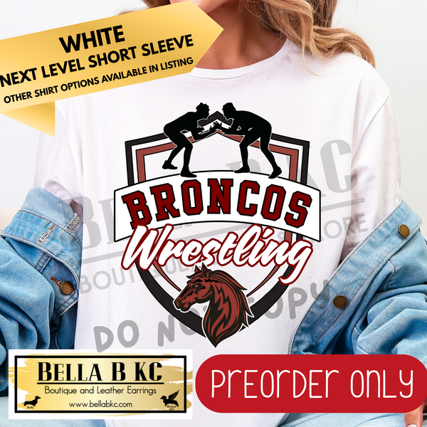 **PREORDER ONLY** Broncos Wrestling Shield Tee or Sweatshirt - 1 Week Turn Around from Date of Order