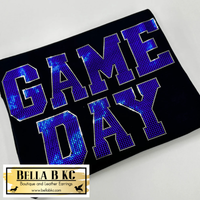 Game Day Blue with Gold Outline - Metallic Holographic Spangle Tee or Sweatshirt