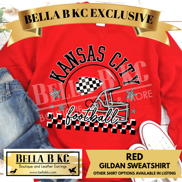 **BBKC EXCLUSIVE** KC Kingdom Football Helmet Checkered Tee or Sweatshirt