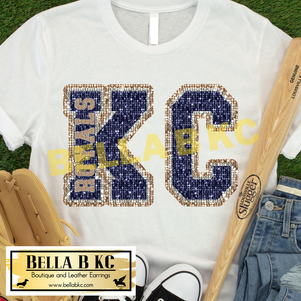 KC Baseball FAUX Printed Glitter Tee or Sweatshirt