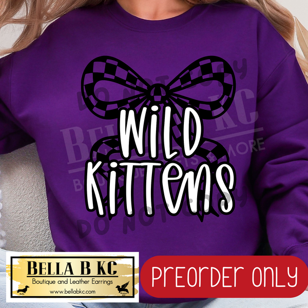 **PREORDER ONLY** Wildkittens Checkered Coquette Bow - Tee or Sweatshirt - 1 Week Turn Around from Date of Order