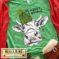 Christmas - Merry and Bright Cow Tee or Sweatshirt