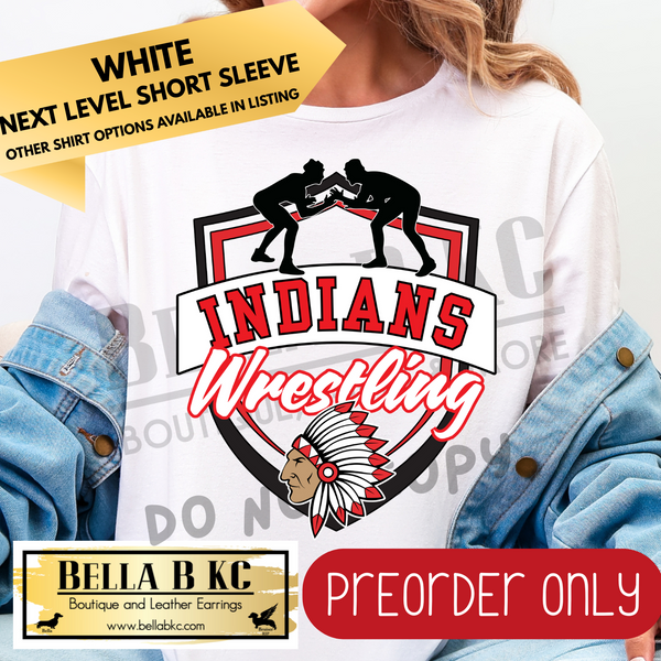 **PREORDER ONLY** Indians Wrestling Shield Tee or Sweatshirt - 1 Week Turn Around from Date of Order
