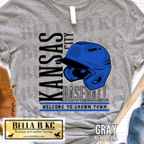 Kansas City Baseball Welcome to Crown Town Helmet Tee or Sweatshirt