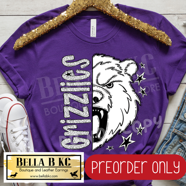 **PREORDER ONLY**  Grizzlies BW Dalmatian Tee or Sweatshirt - 1 Week Turn Around from Date of Order