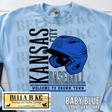 Kansas City Baseball Welcome to Crown Town Helmet Tee or Sweatshirt