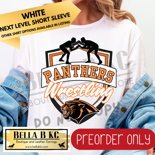 **PREORDER ONLY** Panthers ORANGE Wrestling Shield Tee or Sweatshirt - 1 Week Turn Around from Date of Order