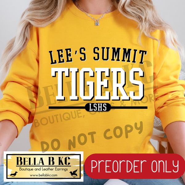 **PREORDER ONLY** LSHS Tigers Simple Athletic Font - Tee or Sweatshirt - 1 Week Turn Around from Date of Order