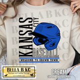 Kansas City Baseball Welcome to Crown Town Helmet Tee or Sweatshirt