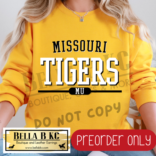 **PREORDER ONLY** MU Tigers Simple Athletic Font - Tee or Sweatshirt - 1 Week Turn Around from Date of Order