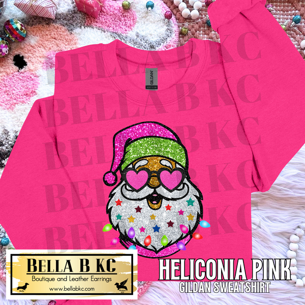 Christmas - PINK Groovy Santa *FAUX GLITTER* Tee or Sweatshirt