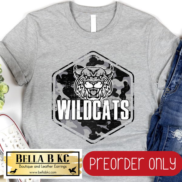 **PREORDER ONLY** Wildcats Camo Mascot Tee or Sweatshirt - 1 Week Turn Around from Date of Order