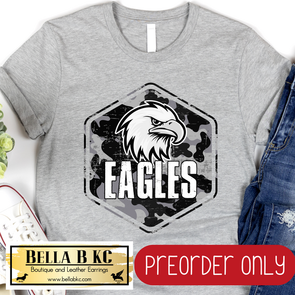 **PREORDER ONLY** Eagles Camo Mascot Tee or Sweatshirt - 1 Week Turn Around from Date of Order