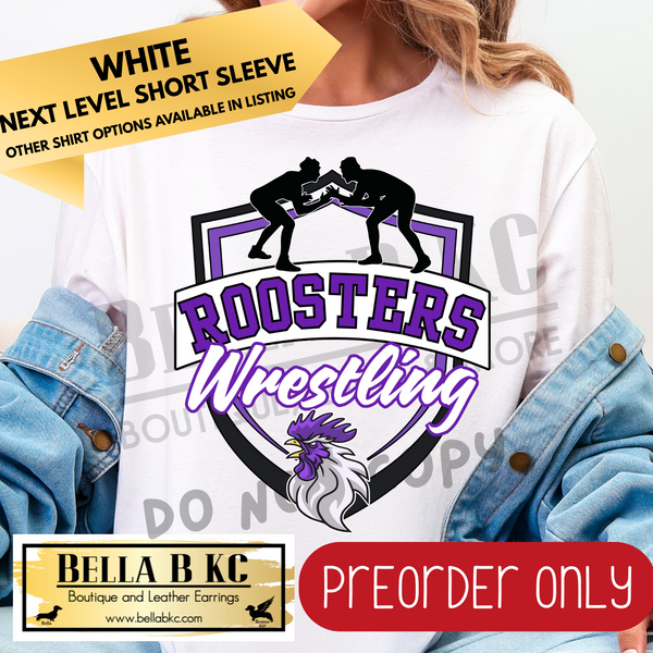 **PREORDER ONLY** Roosters Wrestling Shield Tee or Sweatshirt - 1 Week Turn Around from Date of Order