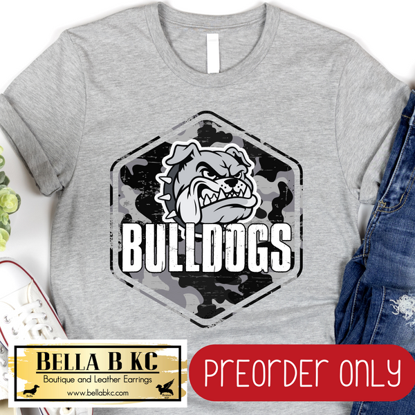 **PREORDER ONLY** Bulldogs Camo Mascot Tee or Sweatshirt - 1 Week Turn Around from Date of Order