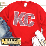 Kansas City White KC FAUX Sequins KC Tee or Sweatshirt