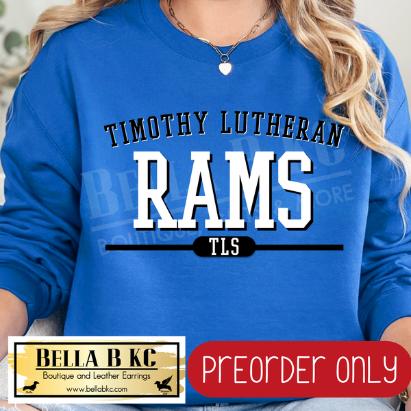 **PREORDER ONLY** TLS Rams Simple Athletic Font - Tee or Sweatshirt - 1 Week Turn Around from Date of Order