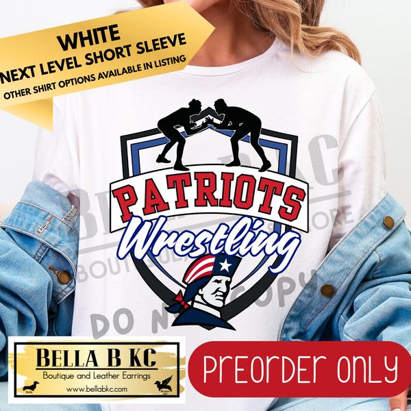 **PREORDER ONLY** Patriots Wrestling Shield Tee or Sweatshirt - 1 Week Turn Around from Date of Order