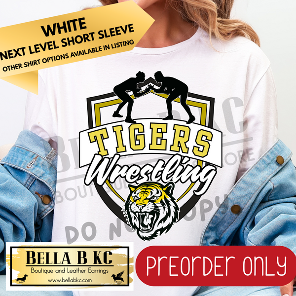 **PREORDER ONLY** Tigers Wrestling Shield Tee or Sweatshirt - 1 Week Turn Around from Date of Order