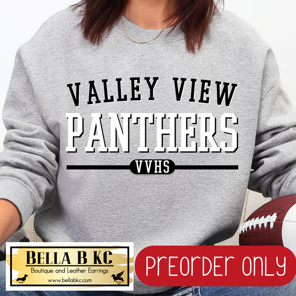 **PREORDER ONLY** Valley View Panther Simple Athletic Font - Tee or Sweatshirt - 1 Week Turn Around from Date of Order
