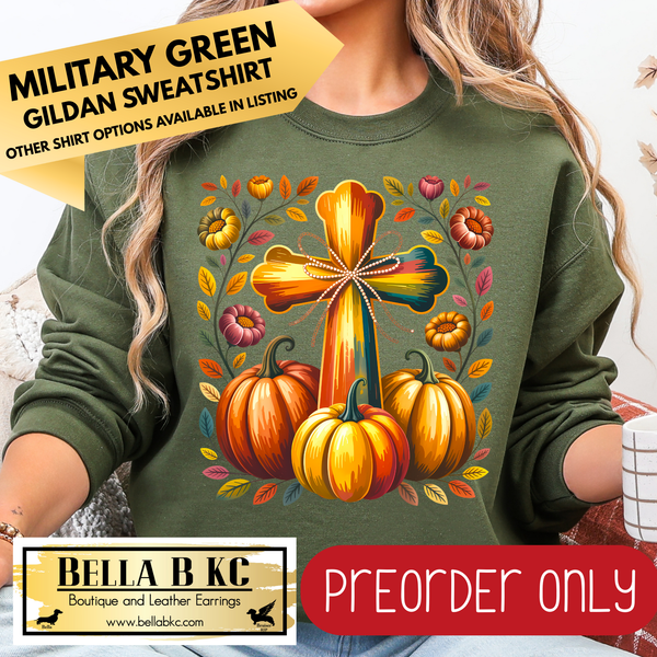 **PREORDER ONLY** Fall - Cross Pumpkins #189 - Tee or Sweatshirt - 1 Week Turn Around from Date of Order