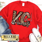 Kansas City Football Leopard Doodle KC Tee or Sweatshirt