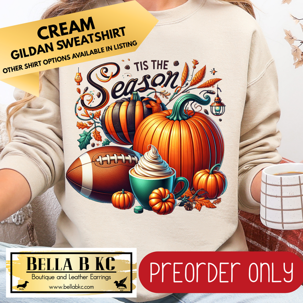 **PREORDER ONLY** Fall - Tis the Season Football Pumpkins #193 - Tee or Sweatshirt - 1 Week Turn Around from Date of Order