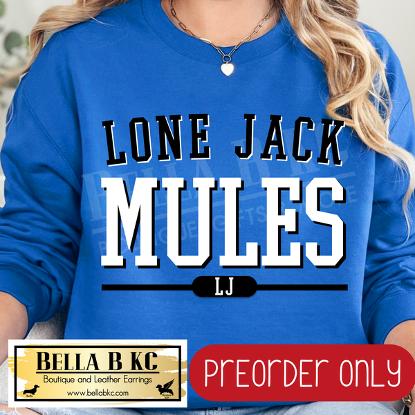**PREORDER ONLY** LJ Mules Simple Athletic Font - Tee or Sweatshirt - 1 Week Turn Around from Date of Order