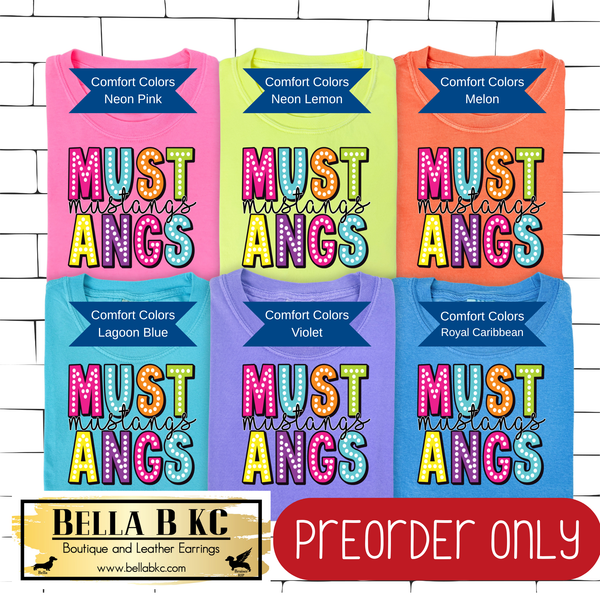 **PREORDER ONLY** Mustangs Neon Mascot Tee - 1 Week Turn Around from Date of Order