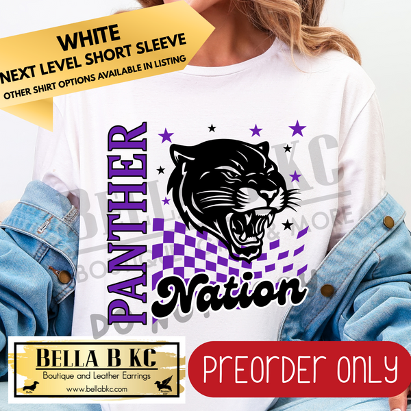 **PREORDER ONLY** Panther Purple Nation Mascot Tee or Sweatshirt - 1 Week Turn Around from Date of Order