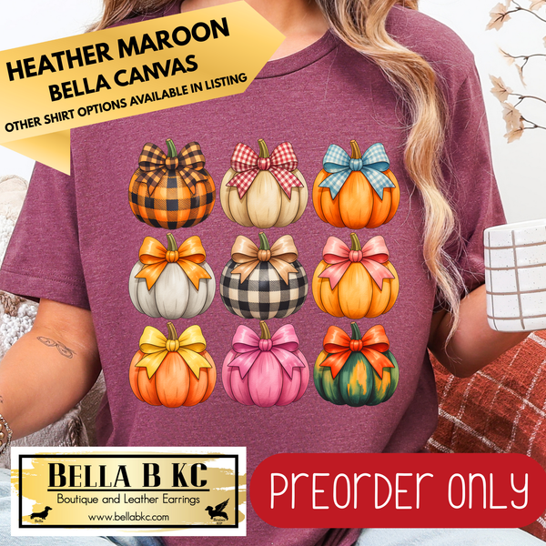 **PREORDER ONLY** Fall - Coquette Bows Pumpkin #197 - Tee or Sweatshirt - 1 Week Turn Around from Date of Order