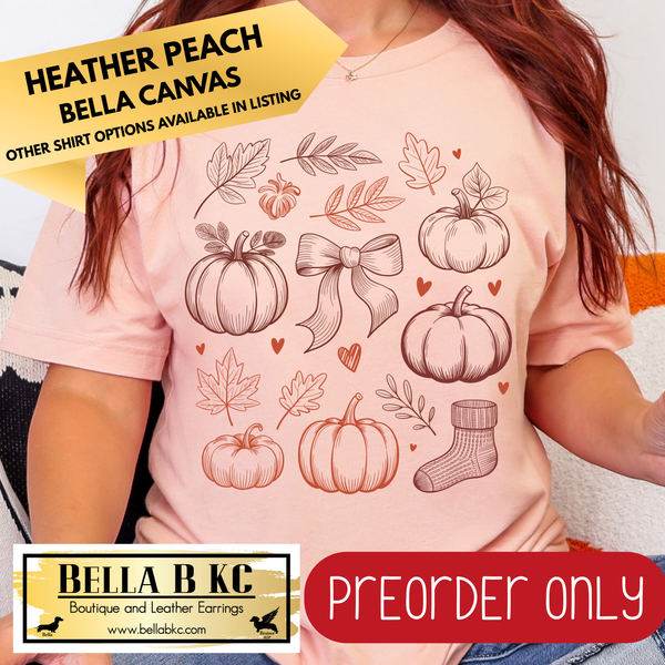 **PREORDER ONLY** Fall - Hand Drawn Doodles Pumpkin #198 - Tee or Sweatshirt - 1 Week Turn Around from Date of Order
