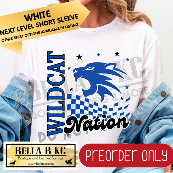**PREORDER ONLY** Wildcat BLUE Nation Mascot Tee or Sweatshirt - 1 Week Turn Around from Date of Order