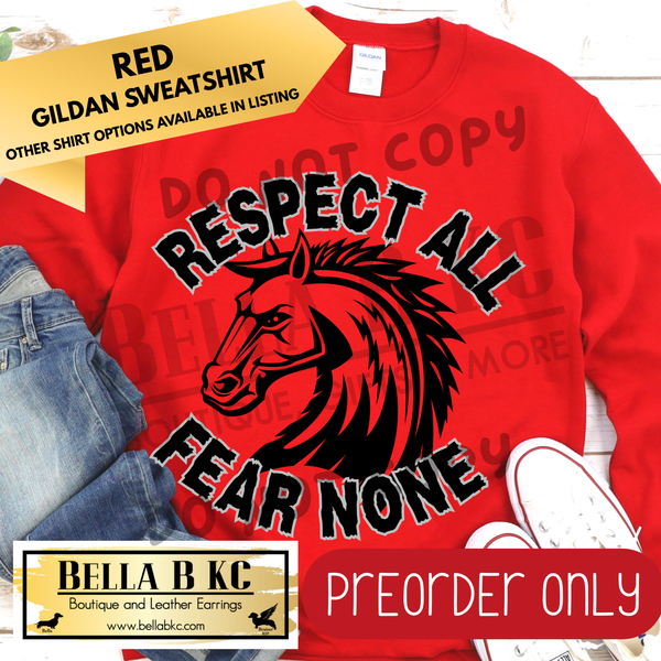 **PREORDER ONLY** Broncos, Mustangs Respect All Fear None - Tee or Sweatshirt - 1 Week Turn Around from Date of Order