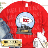 Kansas City Football CHRISTMAS Snow Globe Tee or Sweatshirt