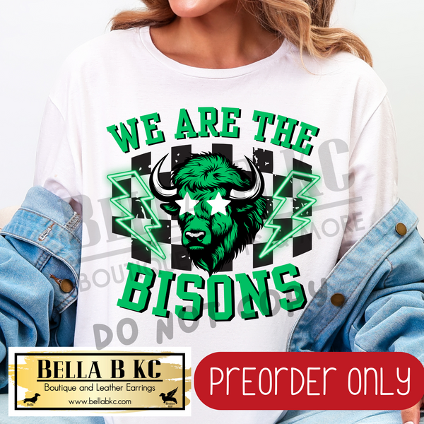 **PREORDER ONLY** We are the Bisons Checkered Mascot Tee or Sweatshirt - 1 Week Turn Around from Date of Order