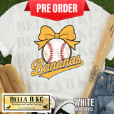 **PREORDER ONLY 1 WEEK TAT** Bananas Baseball Coquette Bow Tee or Sweatshirt